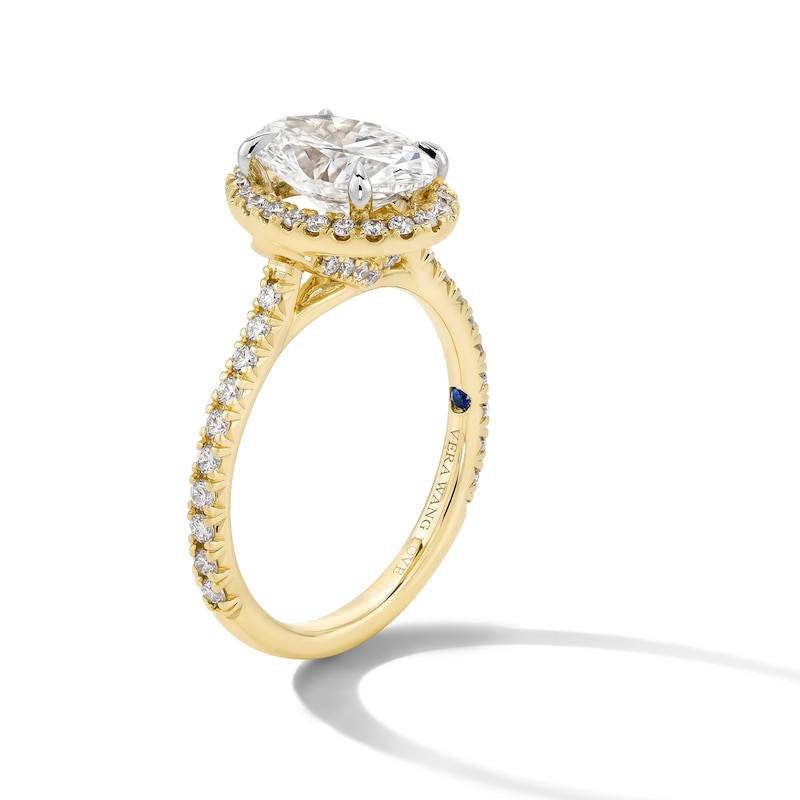 Vera Wang Love Collection 1.95 CT. T.W. Oval Certified Lab-Created Diamond Frame Engagement Ring in 14K Gold (F/VS2)