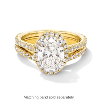 Vera Wang Love Collection 1.95 CT. T.W. Oval Certified Lab-Created Diamond Frame Engagement Ring in 14K Gold (F/VS2)