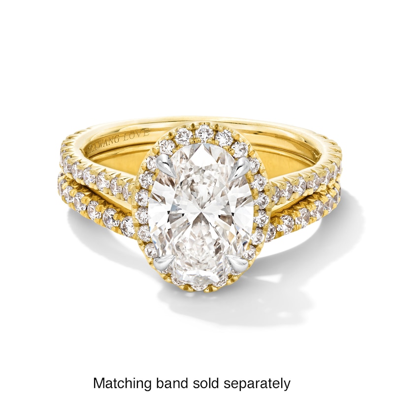 Main Image 5 of Vera Wang Love Collection 1.95 CT. T.W. Oval Certified Lab-Created Diamond Frame Engagement Ring in 14K Gold (F/VS2)