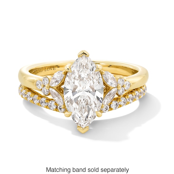 Vera Wang Love Collection 1.80 CT. T.W. Marquise-Cut Certified Lab-Created Diamond Floral Engagement Ring in 14K Gold