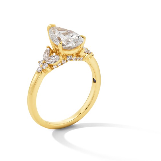 Vera Wang Love Collection 2.37 CT. T.W. Pear Certified Lab-Created Diamond Floral Engagement Ring in 14K Gold (F/VS2)