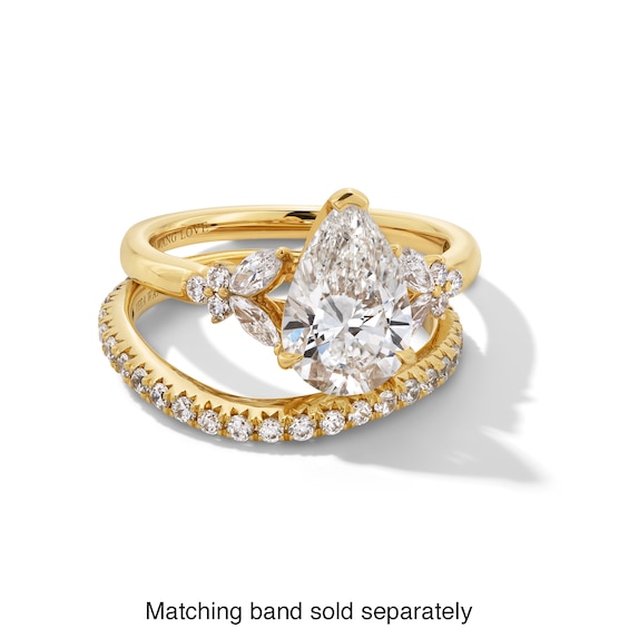 Vera Wang Love Collection 2.37 CT. T.W. Pear Certified Lab-Created Diamond Floral Engagement Ring in 14K Gold (F/VS2)