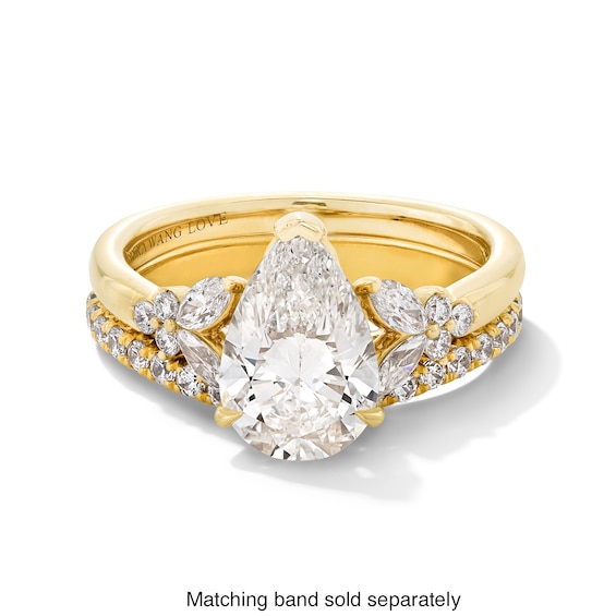 Vera Wang Love Collection 2.37 CT. T.W. Pear Certified Lab-Created Diamond Floral Engagement Ring in 14K Gold (F/VS2)