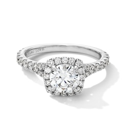 Vera Wang Love Collection 1.58 CT. T.W. Certified Lab-Created Diamond Cushion Frame Engagement Ring in 14K White Gold