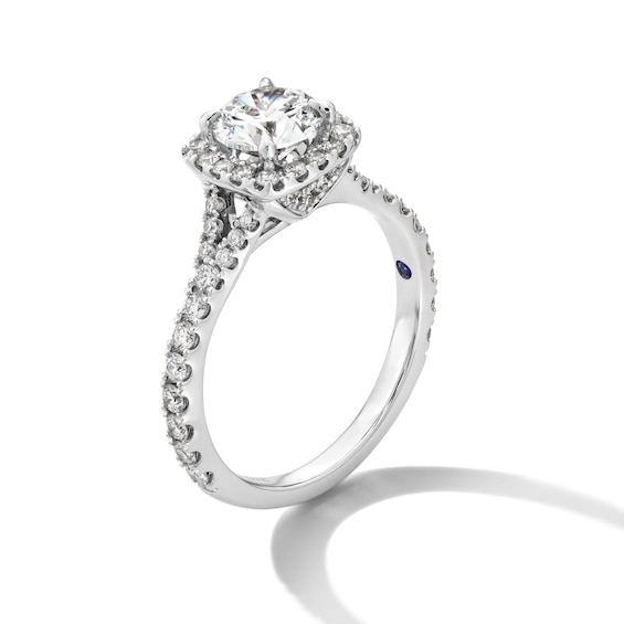 Vera Wang Love Collection 1.58 CT. T.W. Certified Lab-Created Diamond Cushion Frame Engagement Ring in 14K White Gold