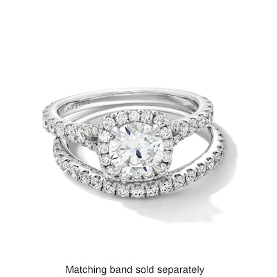 Vera Wang Love Collection 1.58 CT. T.W. Certified Lab-Created Diamond Cushion Frame Engagement Ring in 14K White Gold