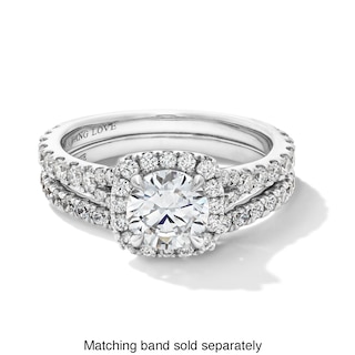 Vera Wang Love Collection 1.58 CT. T.W. Certified Lab-Created Diamond Cushion Frame Engagement Ring in 14K White Gold