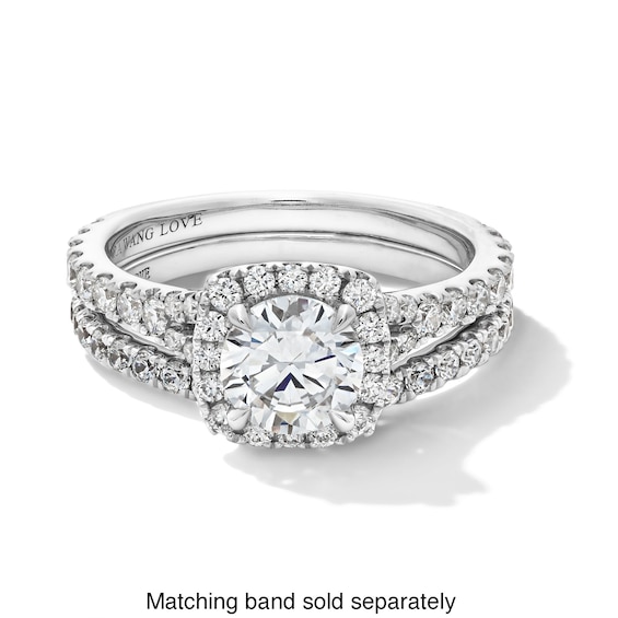 Vera Wang Love Collection 1.58 CT. T.W. Certified Lab-Created Diamond Cushion Frame Engagement Ring in 14K White Gold