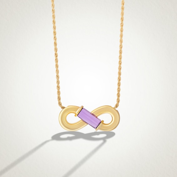 Limor Freeform Rectangle Amethyst Infinity Necklace in Sterling Silver with 24K Gold Plate