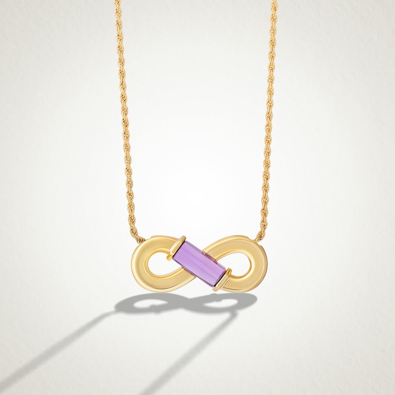 Limor Mindful Jewellery Guidestones Rectangle Amethyst Infinity Necklace in Sterling Silver with 24K Gold Plate