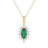 Marquise Lab-Created Emerald and White Lab-Created Sapphire Pendant and Earrings Set in Sterling Silver with Gold Plate