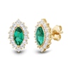 Marquise Lab-Created Emerald and White Lab-Created Sapphire Pendant and Earrings Set in Sterling Silver with Gold Plate