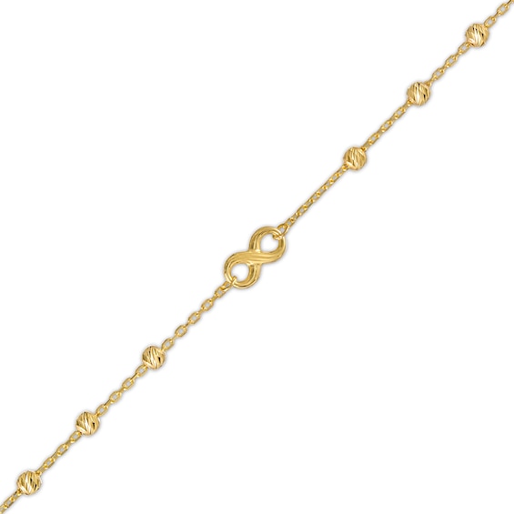 Infinity and Diamond-Cut Bead Station Necklace in 10K Gold