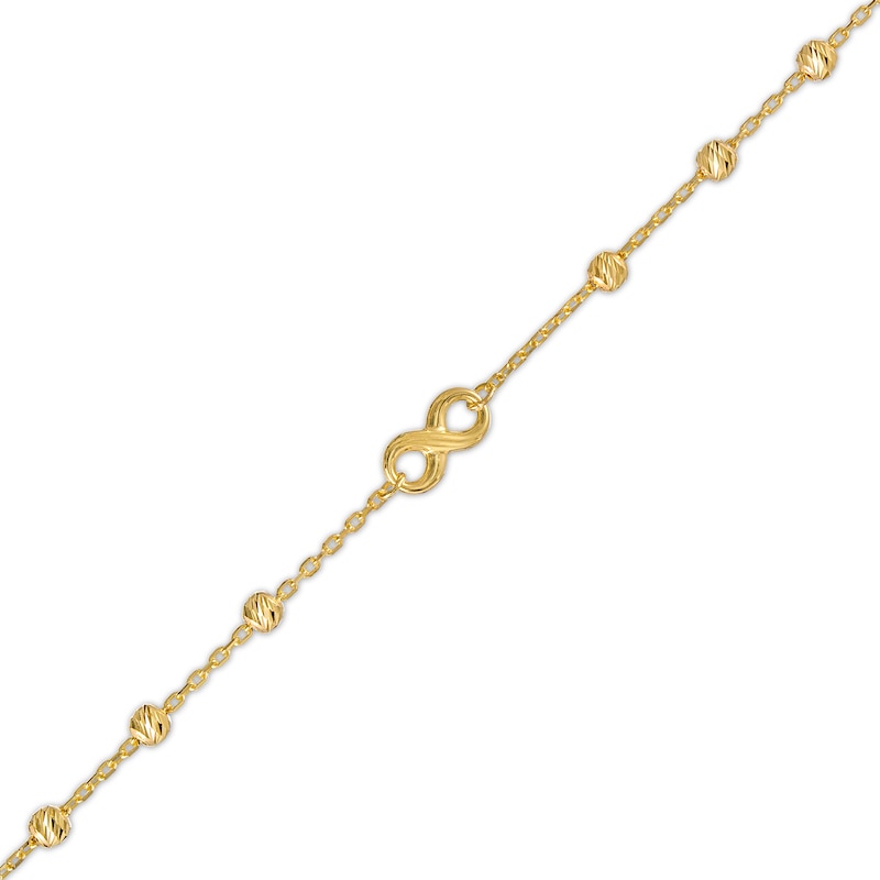 Infinity and Diamond-Cut Bead Station Necklace in 10K Gold