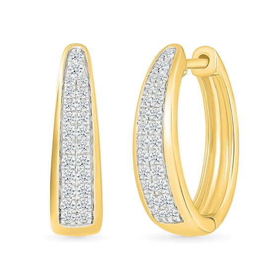 0.45 CT. T.W. Diamond Double Row V-Hoop Earrings in 10K Gold