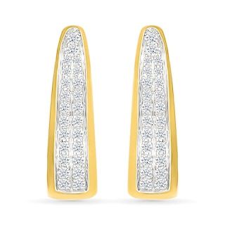 0.45 CT. T.W. Diamond Double Row V-Hoop Earrings in 10K Gold