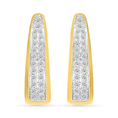 0.45 CT. T.W. Diamond Double Row V-Hoop Earrings in 10K Gold