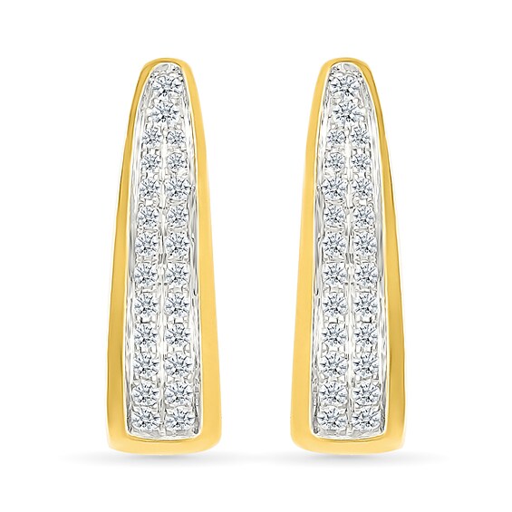 0.45 CT. T.W. Diamond Double Row V-Hoop Earrings in 10K Gold