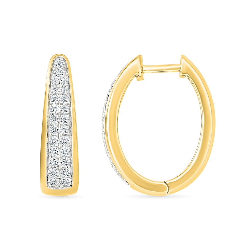 0.45 CT. T.W. Diamond Double Row V-Hoop Earrings in 10K Gold