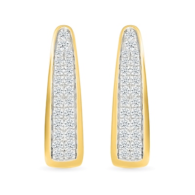 0.45 CT. T.W. Diamond Double Row V-Hoop Earrings in 10K Gold