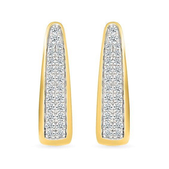 0.45 CT. T.W. Diamond Double Row V-Hoop Earrings in 10K Gold