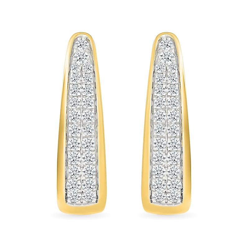 0.45 CT. T.W. Diamond Double Row V-Hoop Earrings in 10K Gold