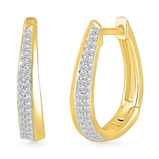 0.23 CT. T.W. Diamond Oval Hoop Earrings in 10K Gold