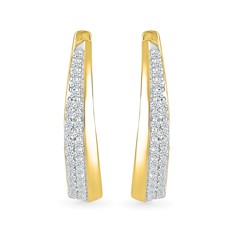 0.23 CT. T.W. Diamond Oval Hoop Earrings in 10K Gold