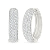 0.95 CT. T.W. Diamond Triple Row Hoop Earrings in 10K White Gold