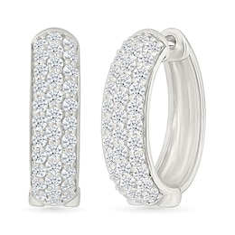 0.95 CT. T.W. Diamond Triple Row Hoop Earrings in 10K White Gold