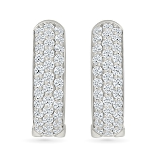 0.95 CT. T.W. Diamond Triple Row Hoop Earrings in 10K White Gold