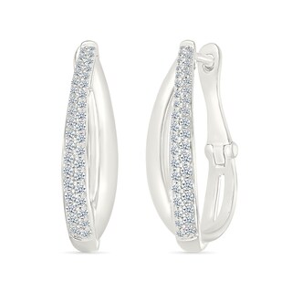 0.45 CT. T.W. Diamond Split Oval Hoop Earrings in Sterling Silver