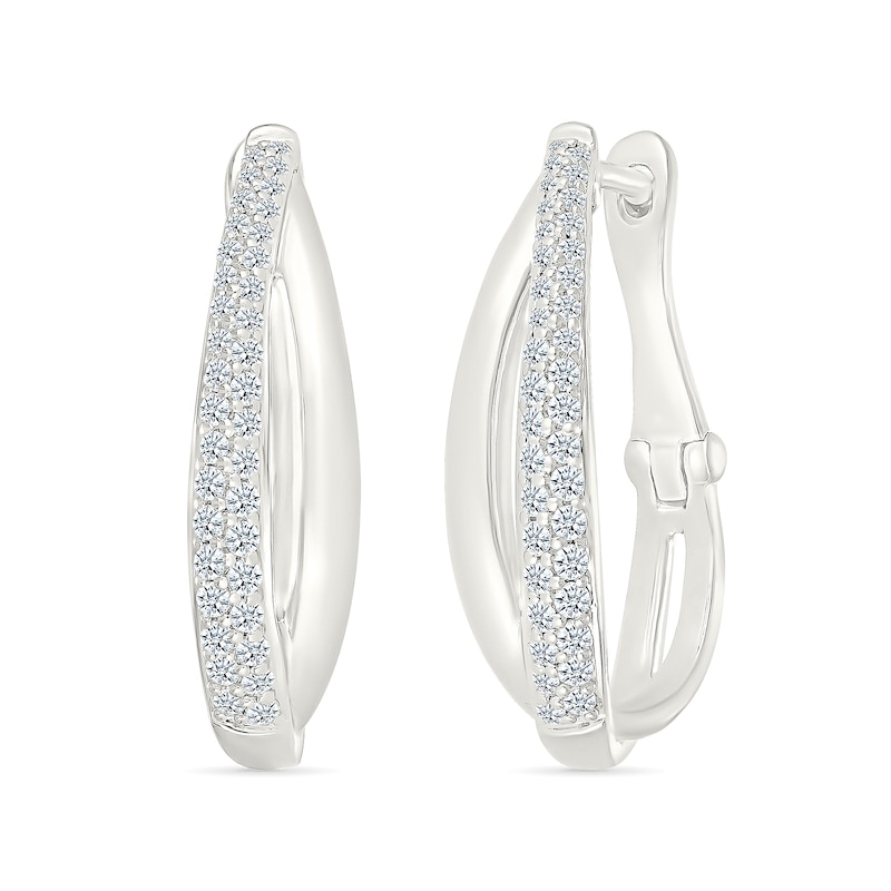 0.45 CT. T.W. Diamond Split Oval Hoop Earrings in Sterling Silver