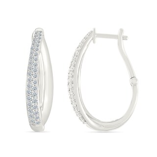 0.45 CT. T.W. Diamond Split Oval Hoop Earrings in Sterling Silver