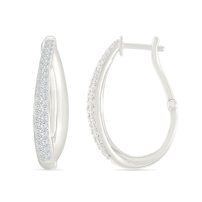 0.45 CT. T.W. Diamond Split Oval Hoop Earrings in Sterling Silver