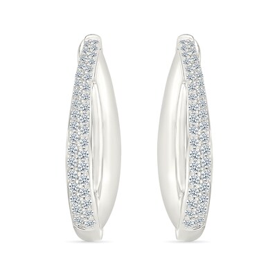 0.45 CT. T.W. Diamond Split Oval Hoop Earrings in Sterling Silver