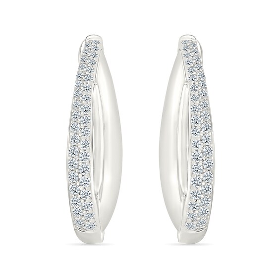 0.45 CT. T.W. Diamond Split Oval Hoop Earrings in Sterling Silver