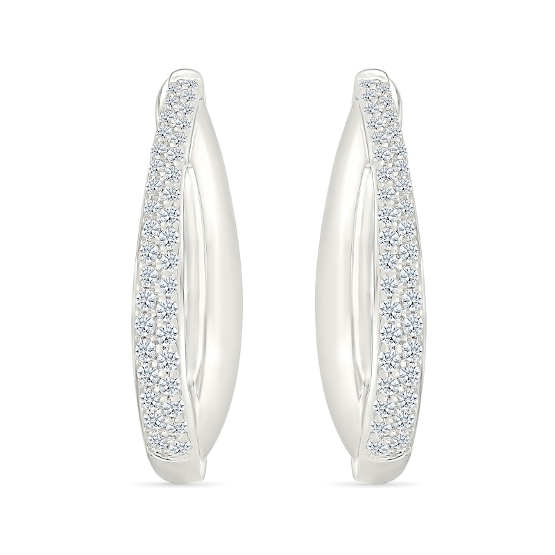 0.45 CT. T.W. Diamond Split Oval Hoop Earrings in Sterling Silver