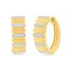 0.23 CT. T.W. Diamond Alternating Row Puff Hoop Earrings in 10K Gold