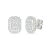 CT. T.W. Elongated Cushion-Shaped Multi-Diamond Frame Stud Earrings in 10K White Gold