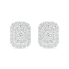 CT. T.W. Elongated Cushion-Shaped Multi-Diamond Frame Stud Earrings in 10K White Gold