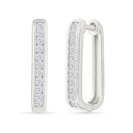 0.23 CT. T.W. Diamond Squared Hoop Earrings in Sterling Silver