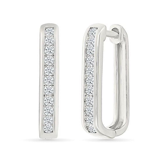 0.23 CT. T.W. Diamond Squared Hoop Earrings in Sterling Silver