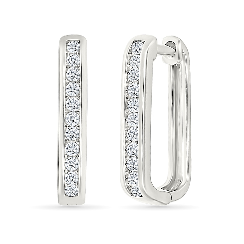 0.23 CT. T.W. Diamond Squared Hoop Earrings in Sterling Silver