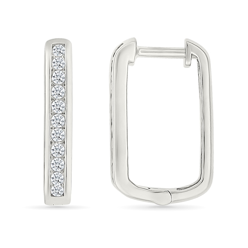 0.23 CT. T.W. Diamond Squared Hoop Earrings in Sterling Silver