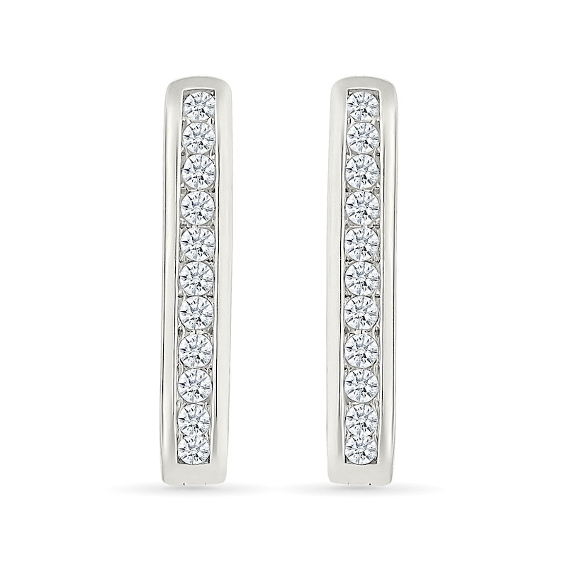 0.23 CT. T.W. Diamond Squared Hoop Earrings in Sterling Silver