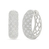 Thumbnail Image 1 of 0.45 CT. T.W. Diamond Patterned Vintage-Style Hoop Earrings in Sterling Silver