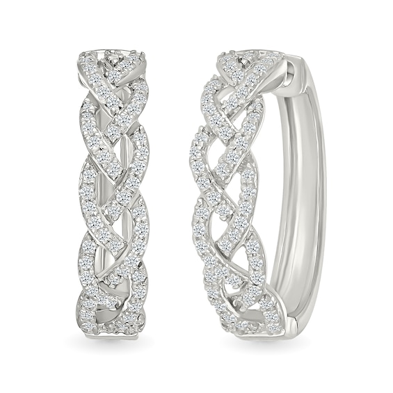 0.45 CT. T.W. Diamond Braided Hoop Earrings in Sterling Silver