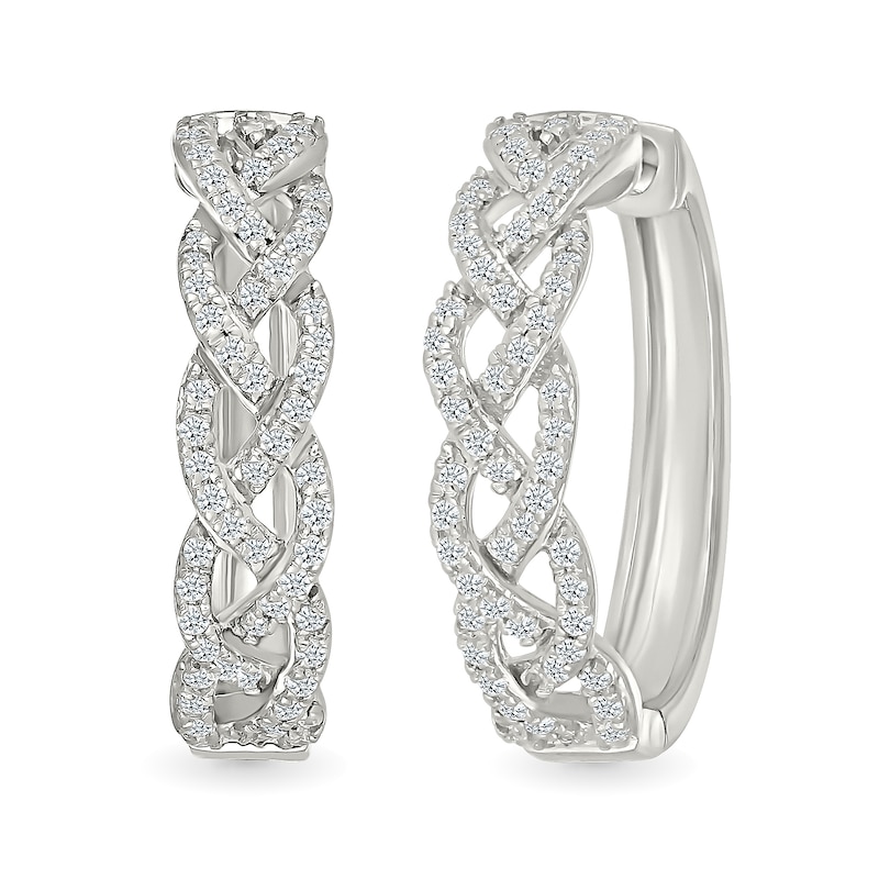 Main Image 1 of 0.45 CT. T.W. Diamond Braided Hoop Earrings in Sterling Silver