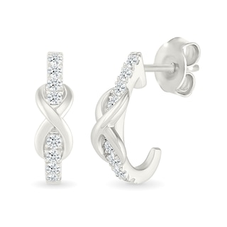 0.23 CT. T.W. Diamond Infinity J-Hoop Earrings in Sterling Silver